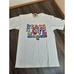 Champion Men's Heritage peace love T-Shirt Short Sleeve Crew Size M NEW!